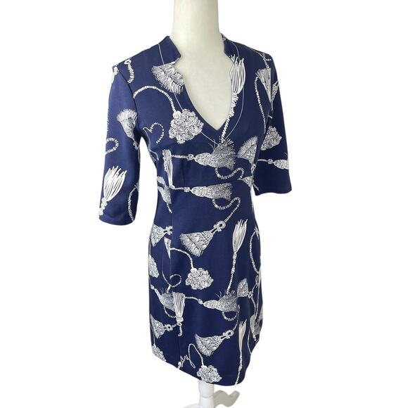 Lilly Pulitzer Joanie Sheath Dress Navy Blue Size Small Nautical Tassels Rope - Picture 5 of 16
